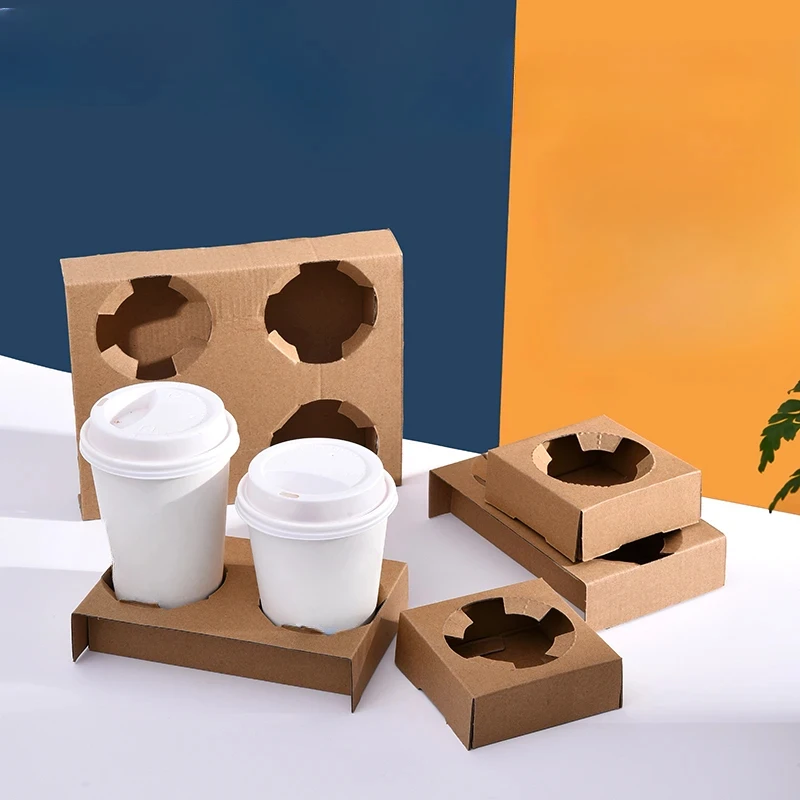 2025customized.Factory Custom Coffee Cardboard Cup Holders Tea Corrugated Paper Cup Holder Tray