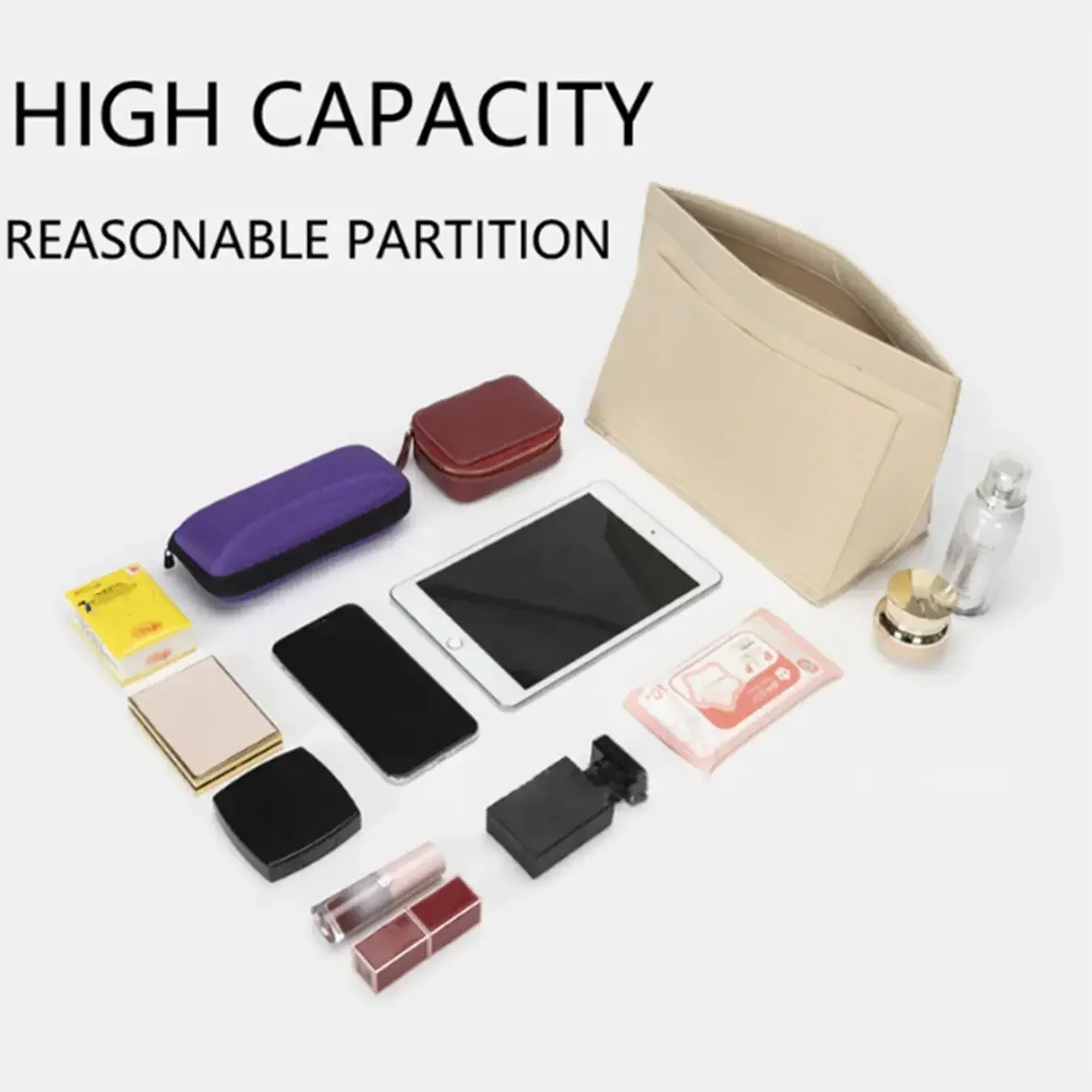Felt liner bag suitable for long handle handbag liner bag felt cloth cosmetic bag travel portable liner wallet organizer bag