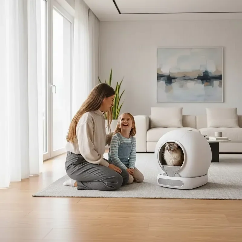Integrated Cat Smart Box Fully Automatic Cleaning Spherical 65L Plastic APP Control Extra Large Size