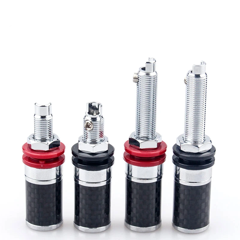 

New 4Pcs Carbon Fiber Rhodium-plated Power Amplifier Speaker No soldering Terminal Hi-Fi banana/Y plug terminal socket Connector