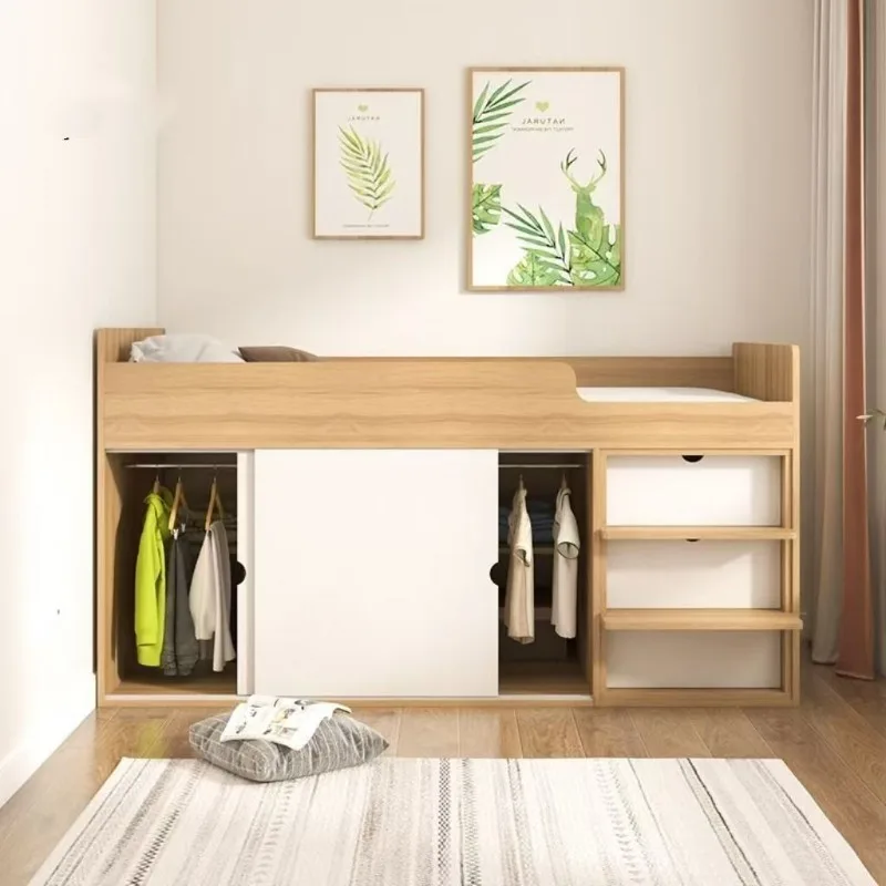 Children's half-height bed, heightened storage bed, under-bed wardrobe storage bed, room integrated combination