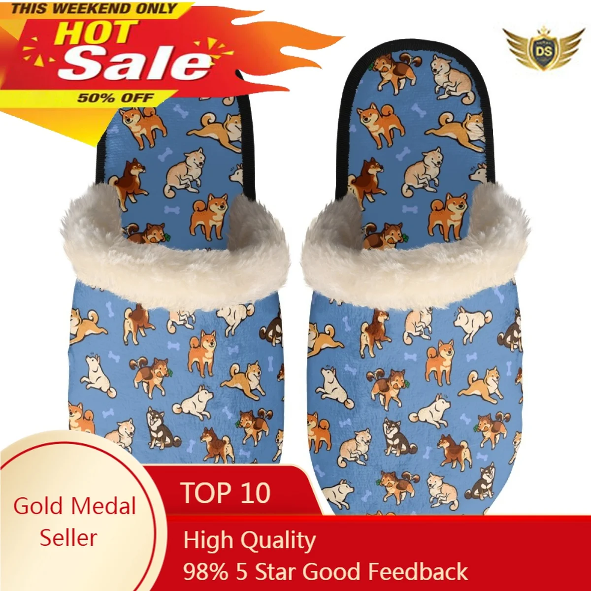 Fashion Print Lovely Corgi/Cat Man Warm Slippers Soft Plush Home Indoors Warm Slippers Comfortable Male House Bedroom Slippers