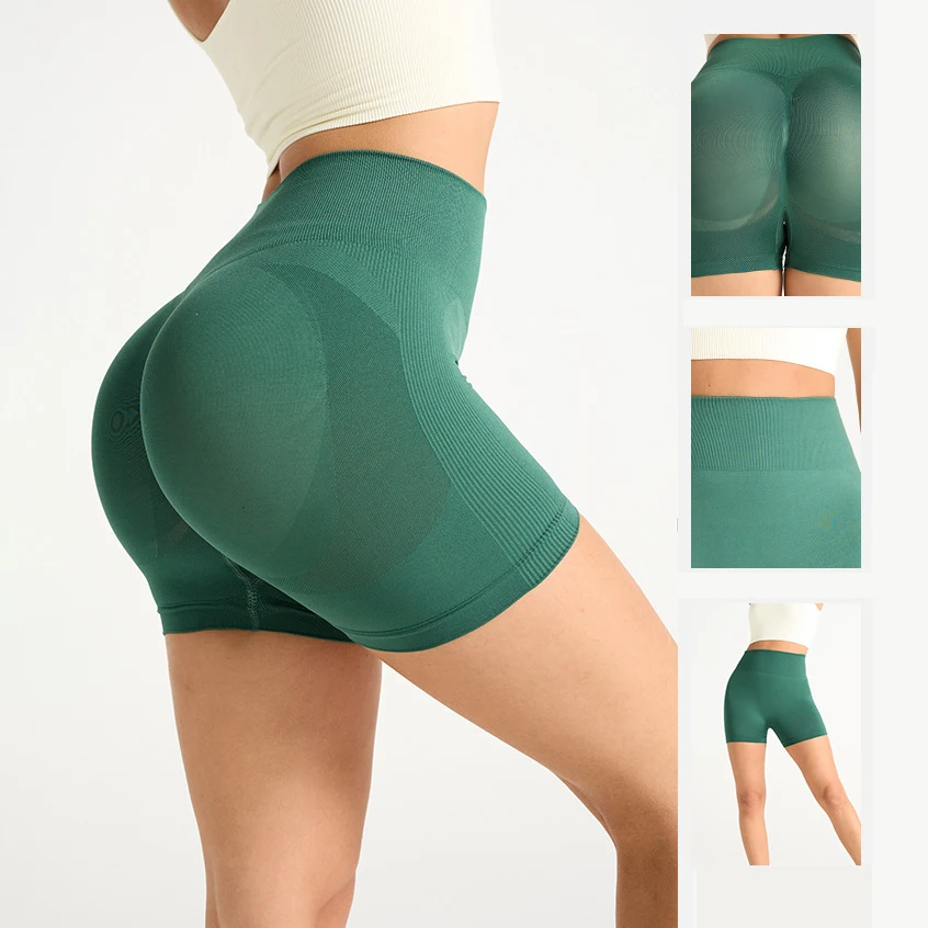 Women Seamless Sports Shorts Tight Pants High Waist Exercise Tight Butt Gym Running Yoga Shorts Leggings