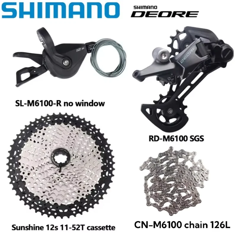 SHIMANO DEORE M6100 Groupset SL RD CN CS M6100 For 1x12s MTB Rear Derailleur 10-51T Cassette Sunshine K7 DEORE 12S 4pcs Kit