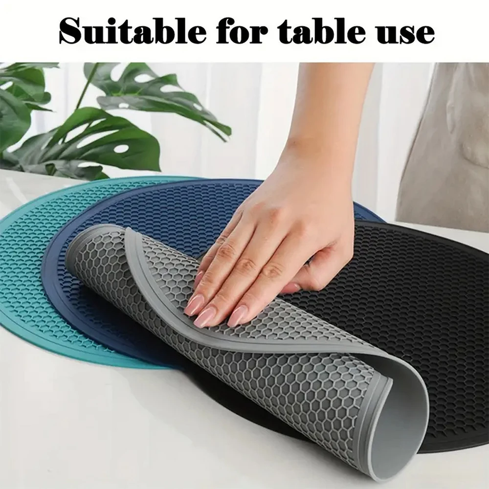 25cm Large Silicone Mat Coaster Heat Resistant Placemat Honeycomb Nonslip Pot Holder Table Mat Round Cup Mat Kitchen Accessories