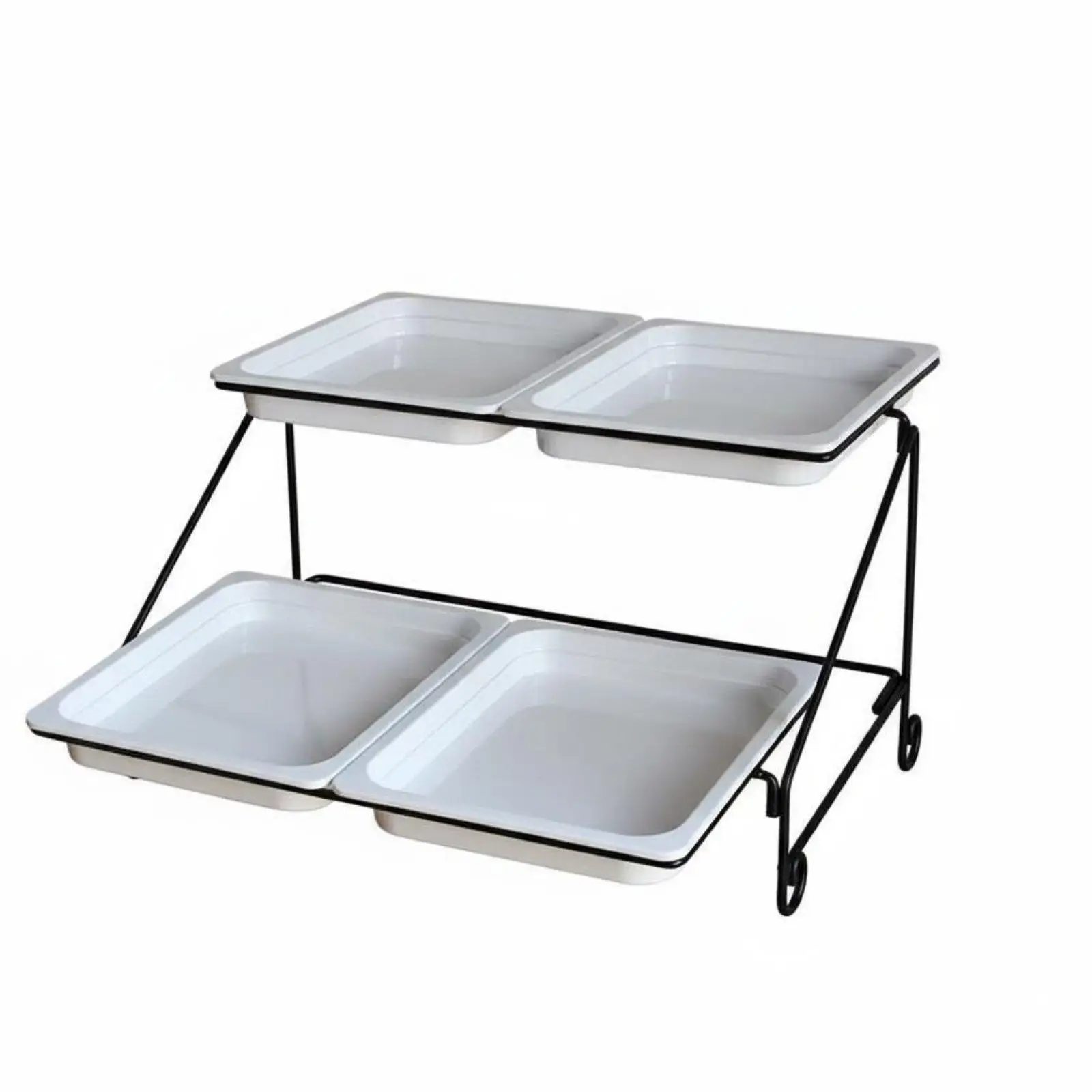 Iron Food Display Tower with Two Melamine Trays for Catering Buffet Presentation and Reception Service
