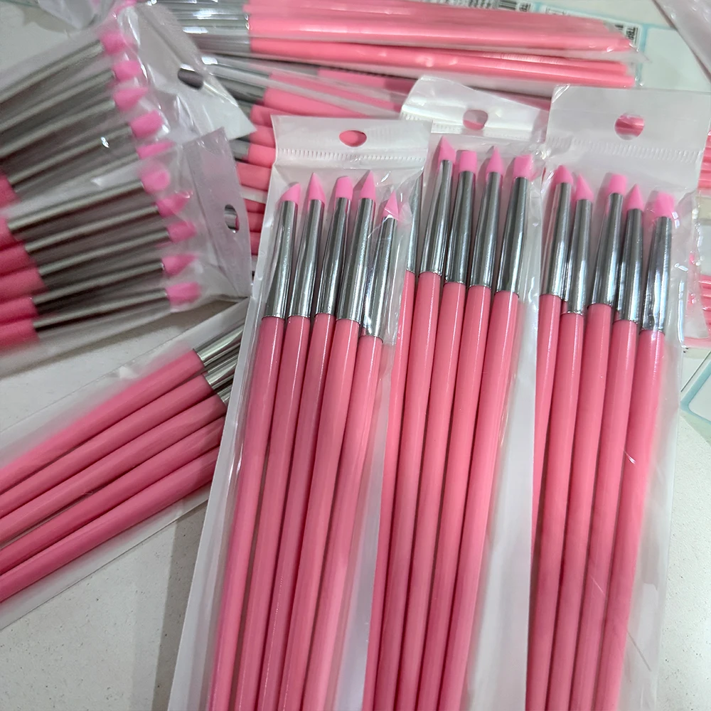 5 個 3D エンボスシリコンネイルアートブラシピンク彫刻ペンパウダーブラッシングペイント/フラワーカービング/ドットマニキュアブラシ用_