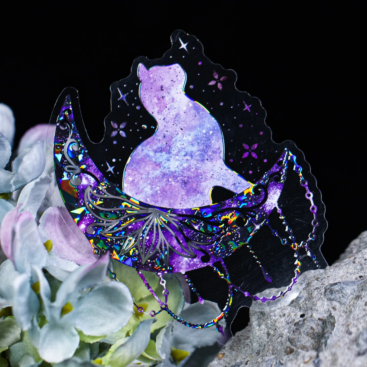 5 pcs space cats laser PET Stickers pack Adhesive Diy Scrapbooking Diary Album Scrapbooking accessories Junk Journal Supplies