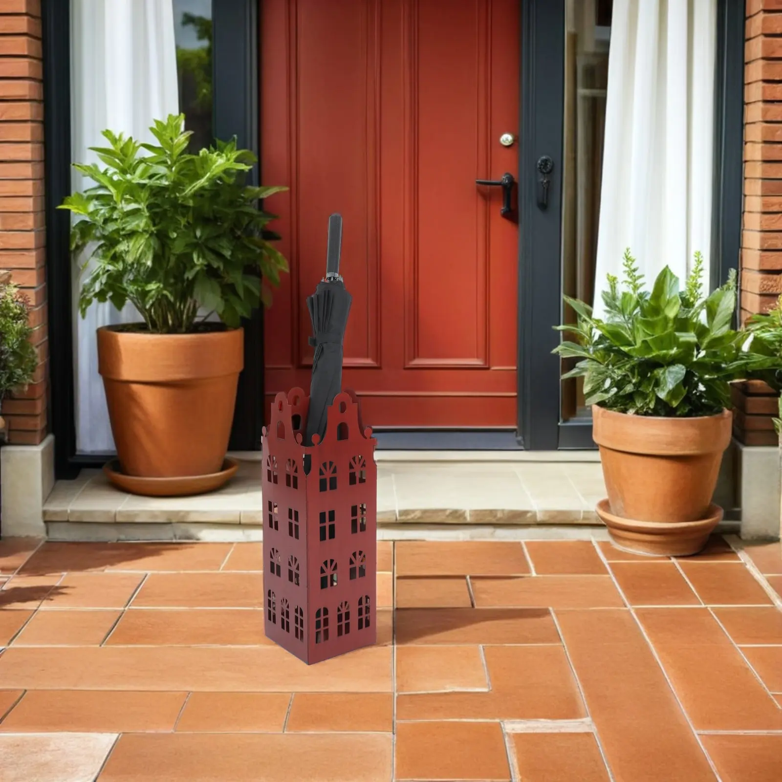 

Vintage Metal Umbrella Stand Rack Freestanding Bucket for Canes Walking Sticks Entryway Home Office Large Capacity Iron Umbrella