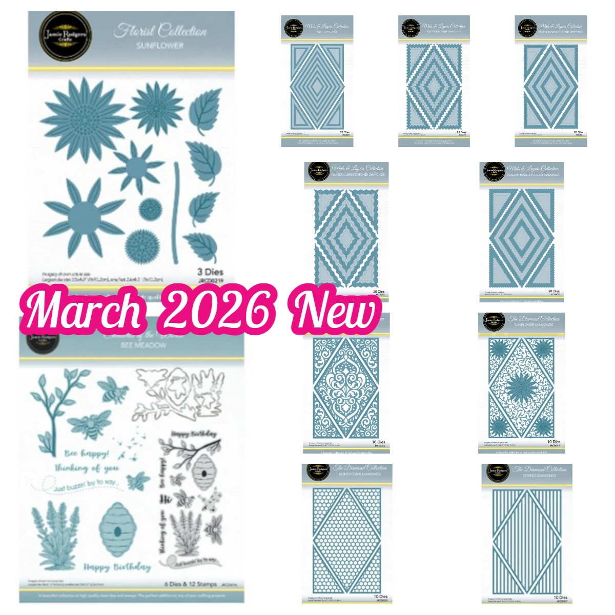 

Sunflower Diamonds Die Plain Diamonds Die Set Postage & Dash Bee Meadow Dies Stamp stencil for DIY Scrapbook Card march 2026 New
