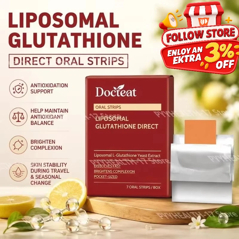 Docteat Liposomal Glutathione Direct Oral Strips for Antioxidant Support Daily and Skin Brightening Fast-Dissolve 7 Strips