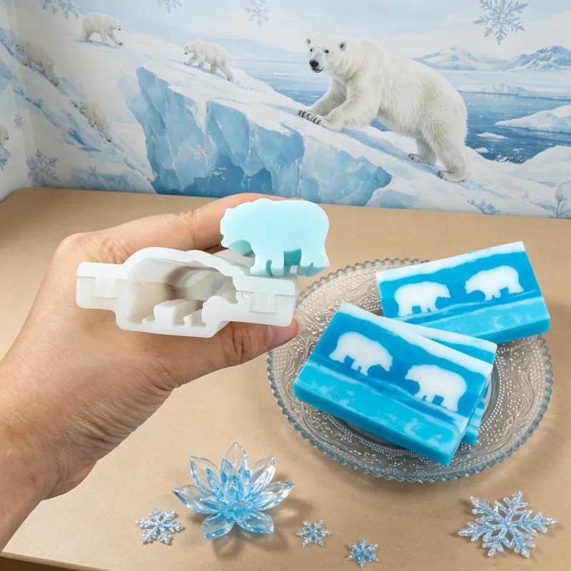 Polar Bear Shapes Silicone Soap Tube Mold Teddy Bear Pipe Tube Soap Mould DIY Soap Making Tool For Bear Lovers