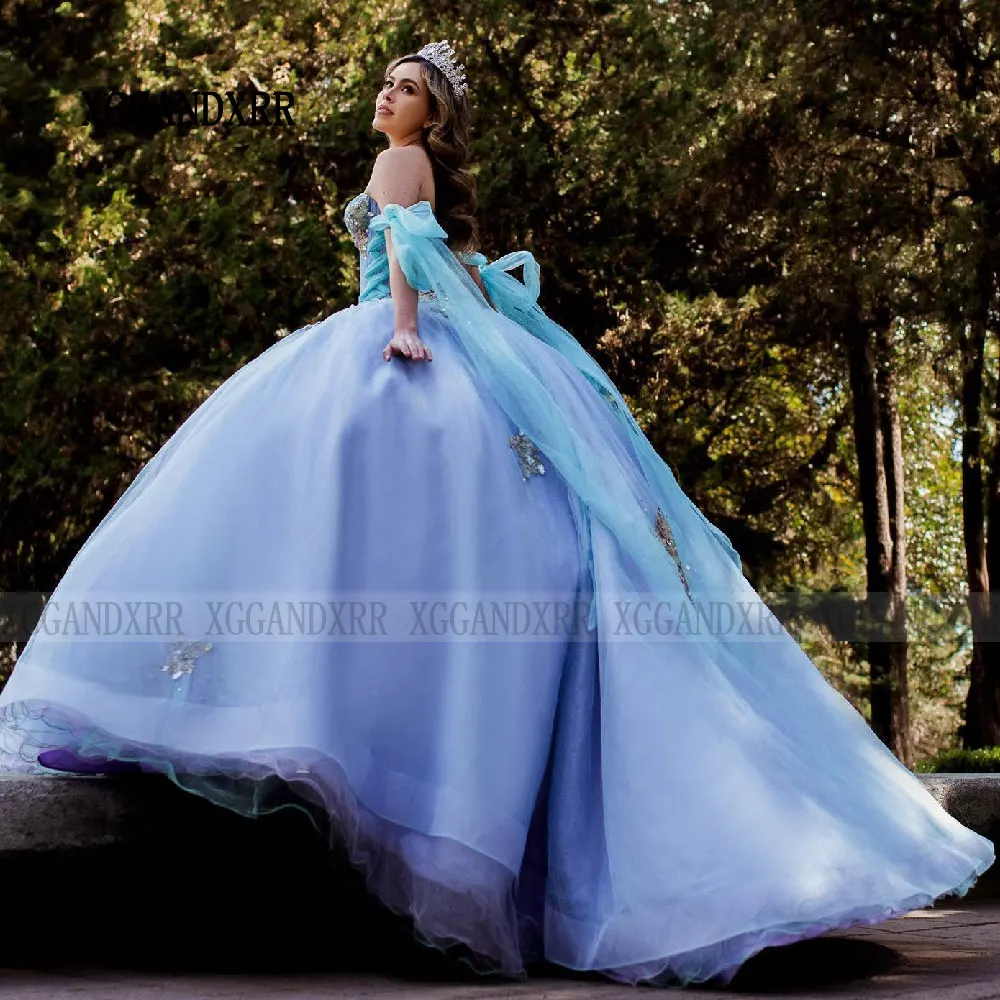 

Платье Золушки Quinceanera 2025 года, бальное платье принцессы с открытыми плечами, милое праздничное платье на день рождения 15 лет, вечернее платье на заказ