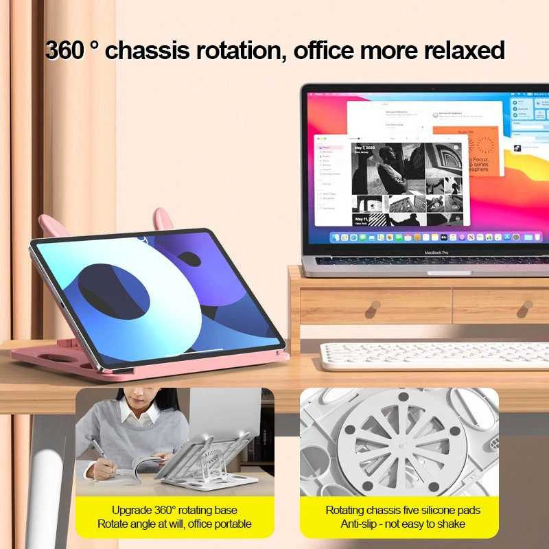 Neuer faltbarer Laptop-Riser-Ständer 8 Grad 360 °   Verstellbare ABS-Tablet-Halterung, rutschfester Kühlständer, Notebook-Halter