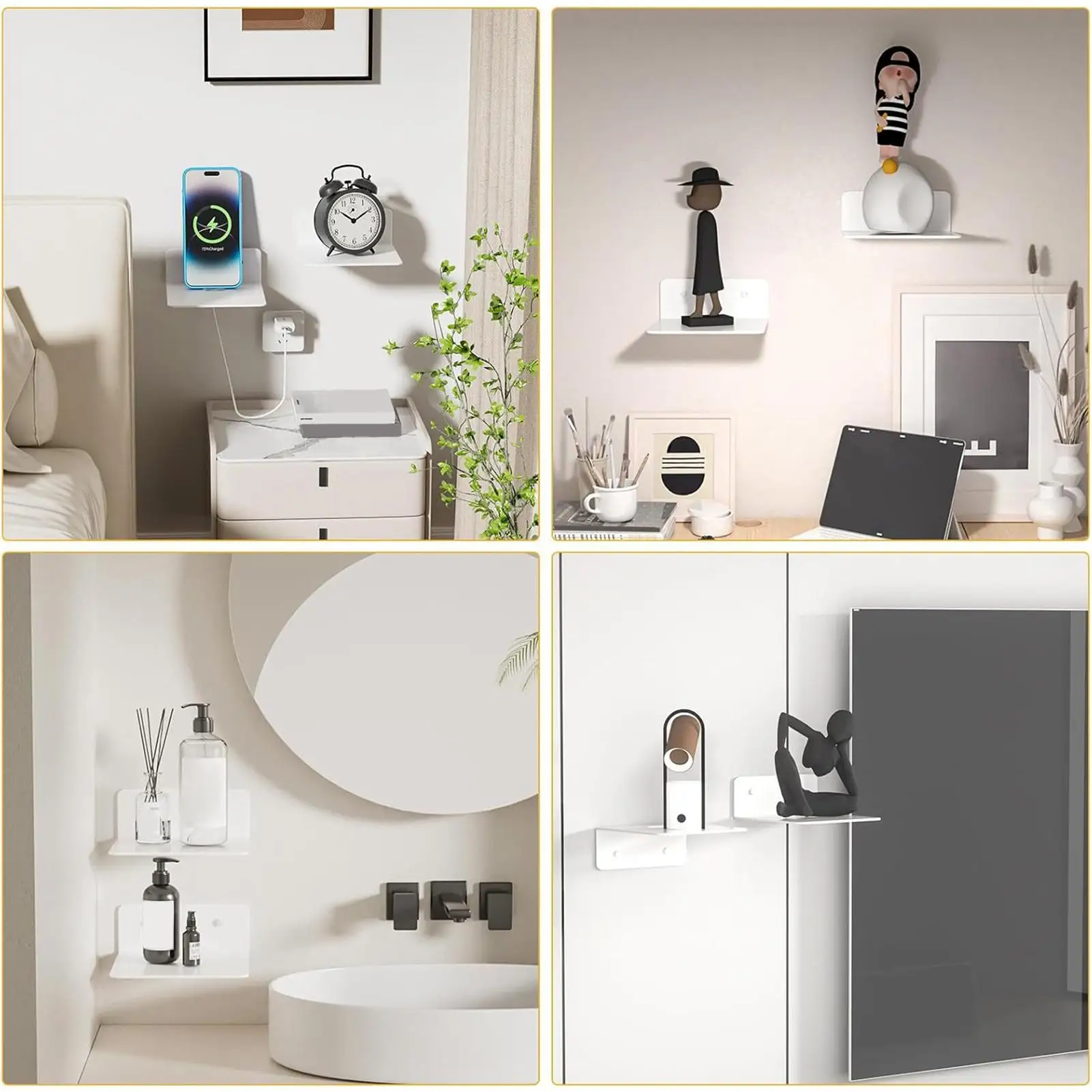 Полка для камеры, настенное крепление, 2 шт., маленькая подставка для камеры безопасности, домашние полки для телефона, маршрутизатора, проектора, монитора, детской спальни