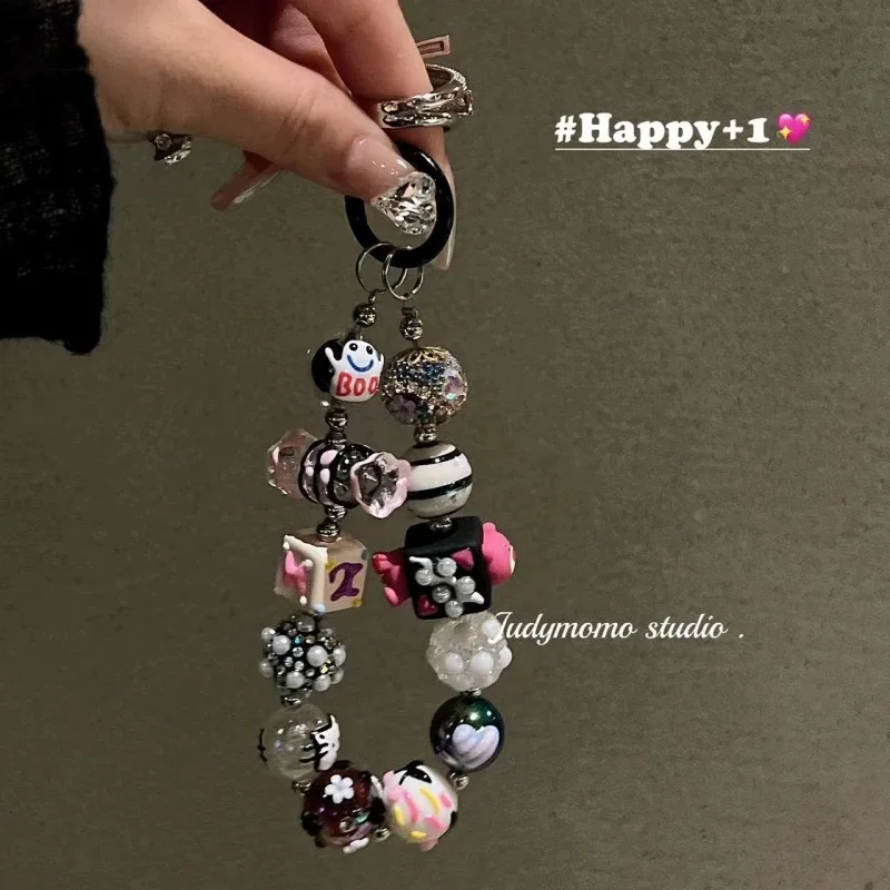 

Sweetheart Girl Handmade Bead Bead Bag Pendant Keychain Phone Chain Phone Case Universal Hanging Chain