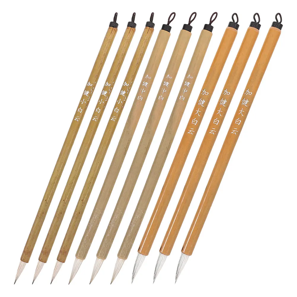 

9Pcs Chinese Writing Brushes Calligraphy Set Wooden Pens for Beginners Traditional Painting Drawing Supplies Chinese Ink