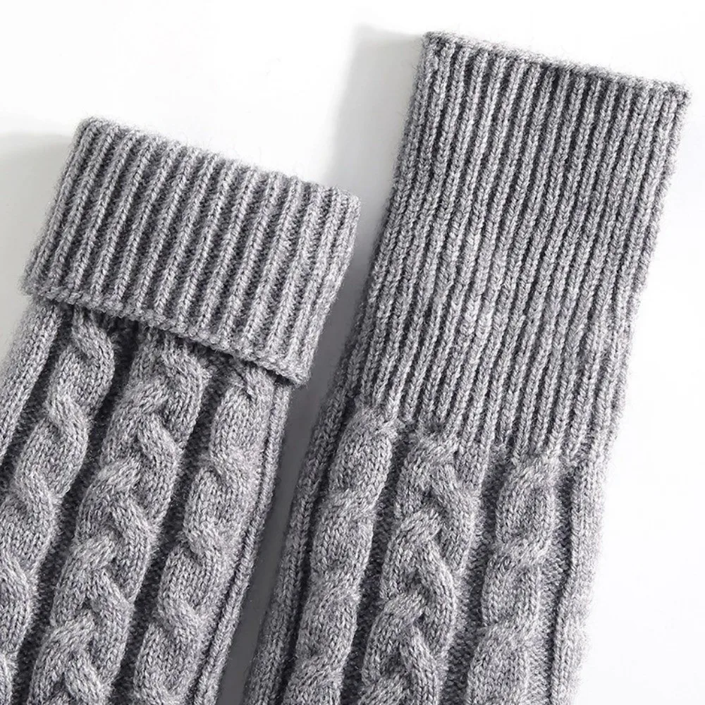 Gifts Knitted Winter Mittens Double Layer Lined Thermal Mittens Ribbed Cuffs Cable Knit Padded Fingerless Gloves Winter Cycling