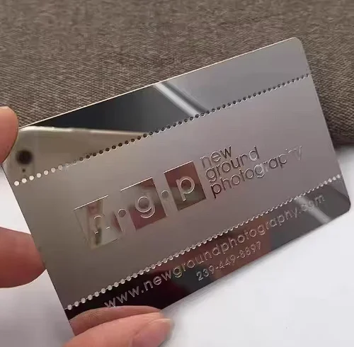 Customized die cut metal credit card stainless steel VIP membership laser engraved metal business card 100PCS