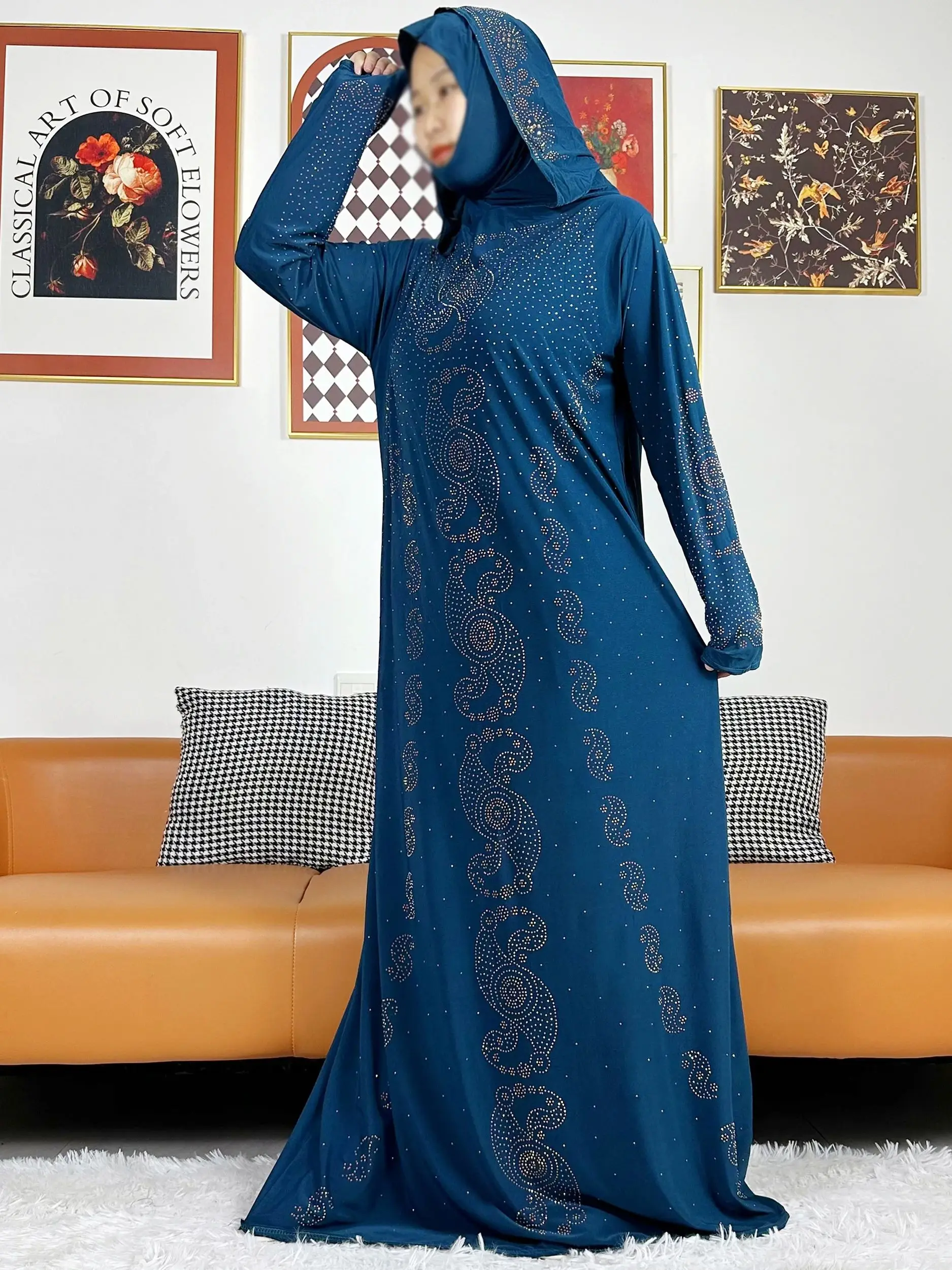 Caftán musulmán de oración para mujer, vestido con capucha, Túnica Maxi africana de Turquía con Hijab, Abaya árabe de Dubái, ropa islámica de