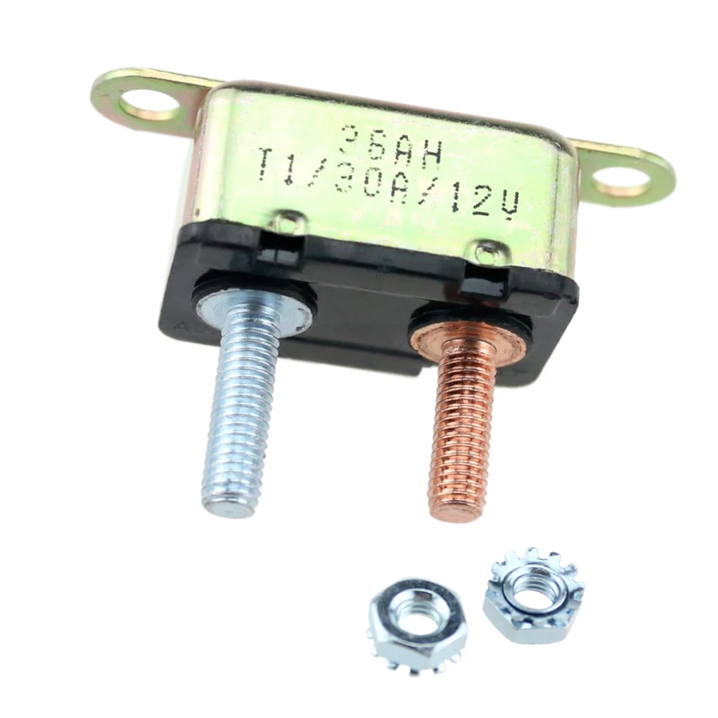 Circuit Breaker Fuse 30A Short Stop Auto Reset 12V Stud Type Dc Breaker for Trailer Brake Setups