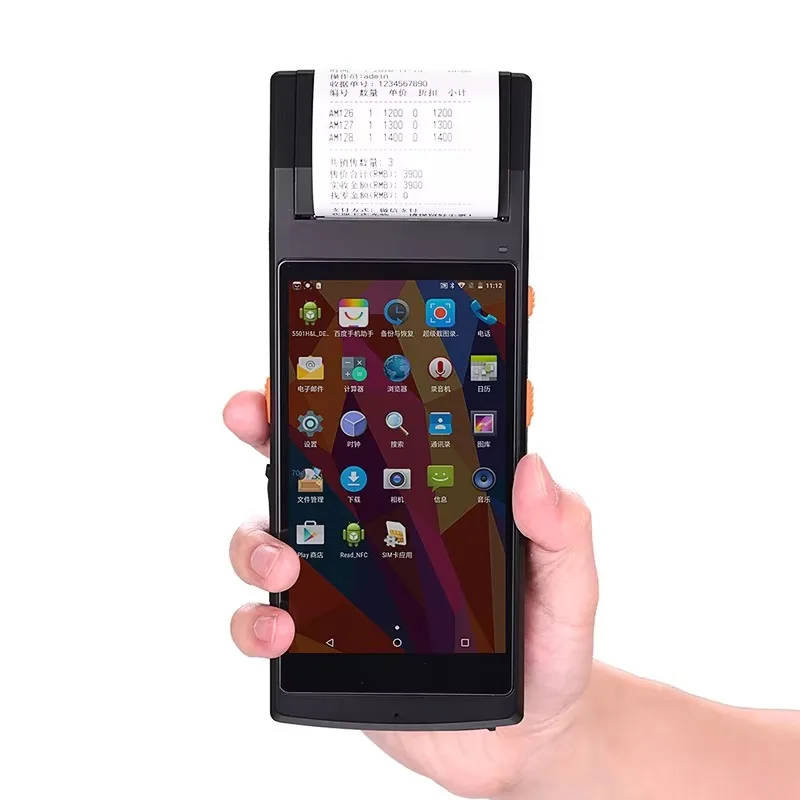 5.5inch Full Touch Screen Industrial Mobile 4G NFC Smart PDA Android Barcode Handheld PDA Terminal With Thermal Printer