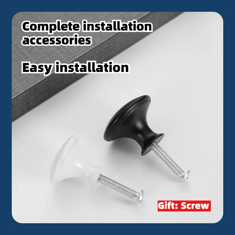 European Style Minimalist Mushroom Shaped Stainless Steel Single Hole Handle, Home Wardrobe Circular Drawer Handle Accessory