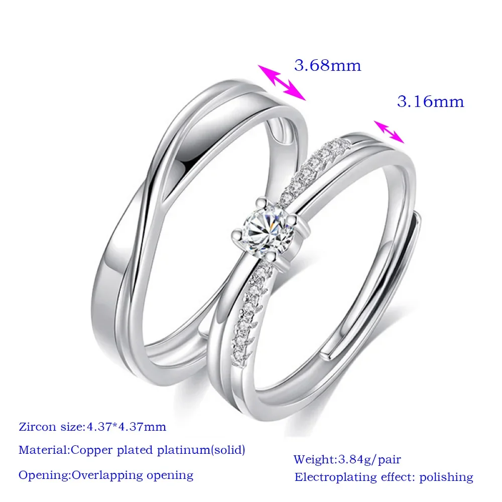 Couple Adjustable Twist Copper Plated Platinum Rings