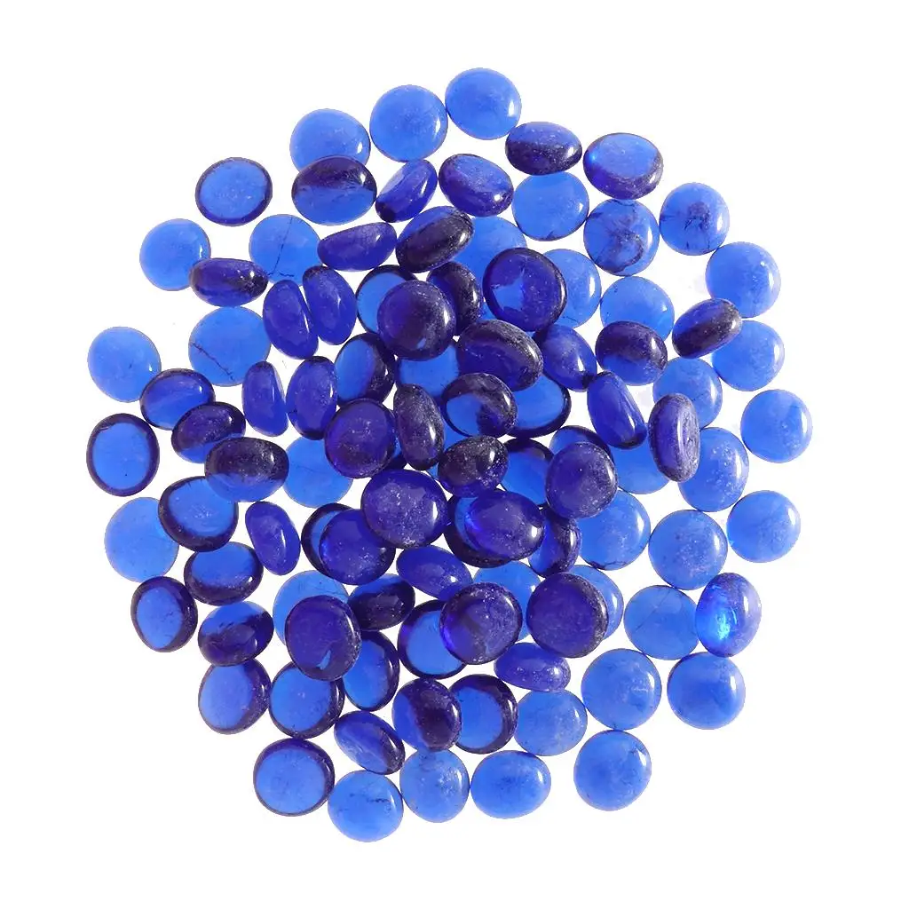 100Pcs Premium Glass Marbles Solid Aquarium Pebbles Vase Filler Crystal Beads Table Scatter Dark Blue