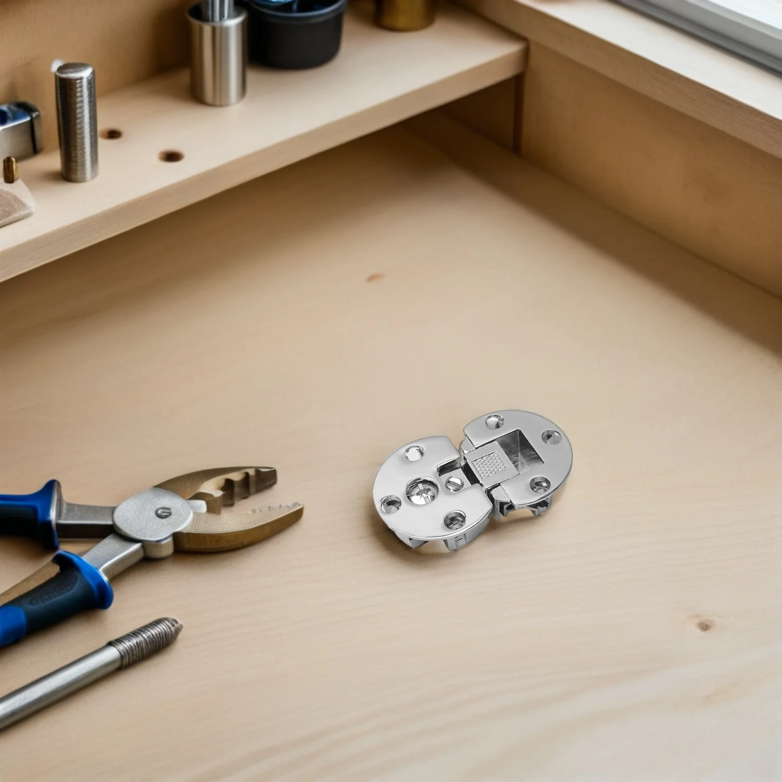 

4Pcs Cabinet Hidden Hinges Adjustable 90 Degree Flush Concealed Hinges Flip Down for Kitchen Cupboard Door Table Hardware Silver