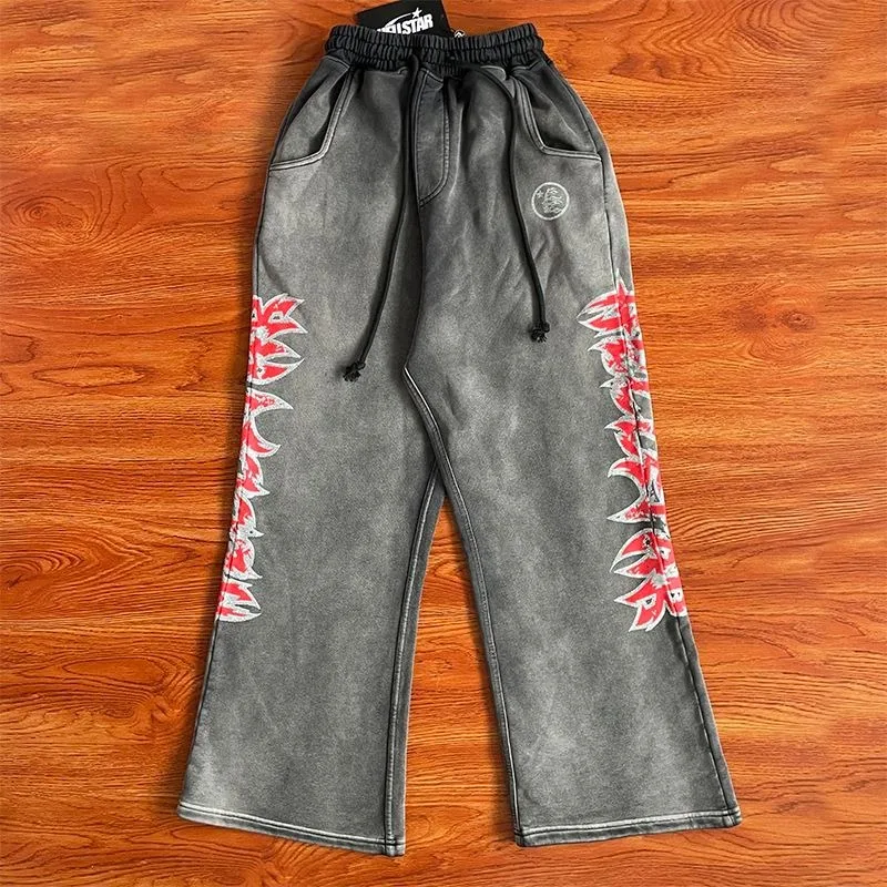 Hellstar American Streetwear Washed Distressed Vintage Pure Cotton Hoodie Pants Set Loose Spring Autumn Unisex 2 Piece