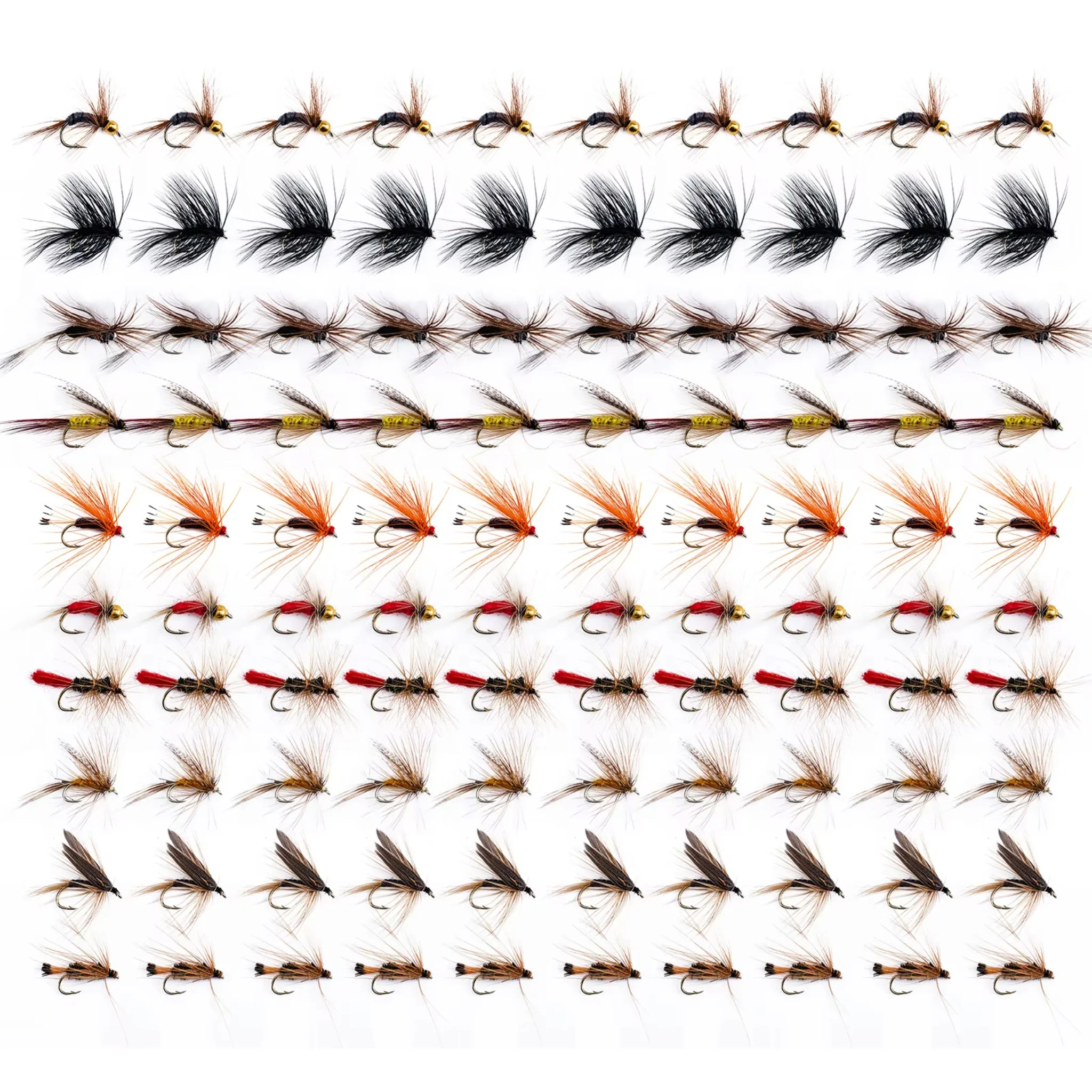Value Pack Assorted Fly Fishing Flies 100pcs Dry Nymph Wet Classic Artificial Lures for Trout Freshwater Fly Fishing Tackle