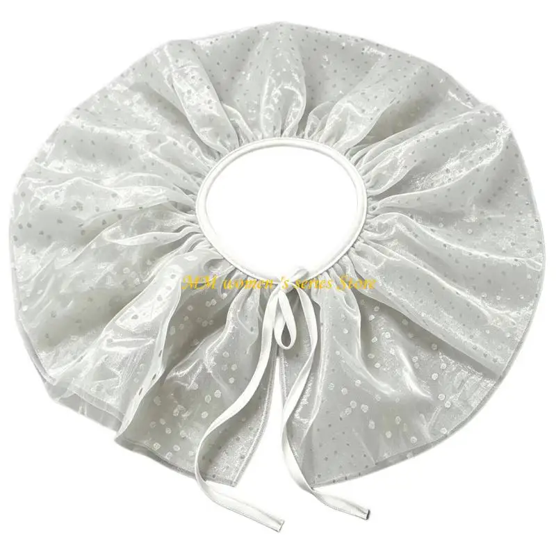 Q39C Sheer Dot Faux Collar Overlay with Tie Front for Layered Looks