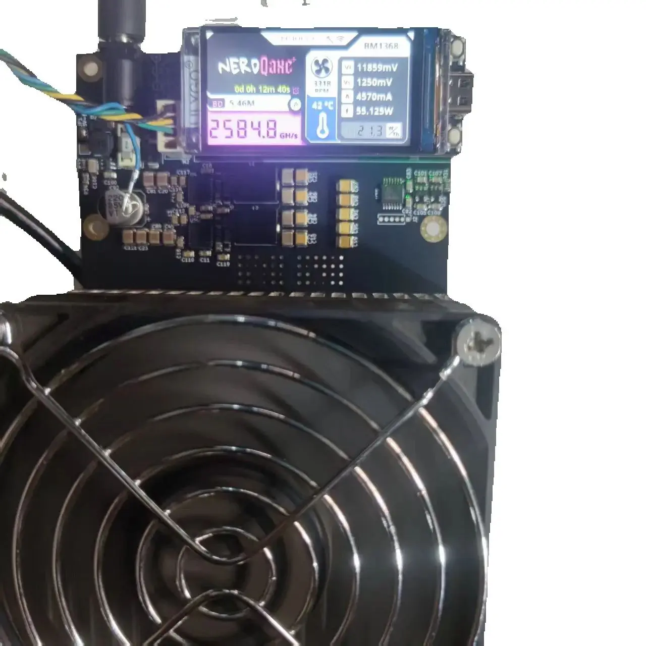 Bitaxe Nerdqaxe + Nerdqaxe Plus 2.5t ذاكرة التعدين بدون محول الطاقة