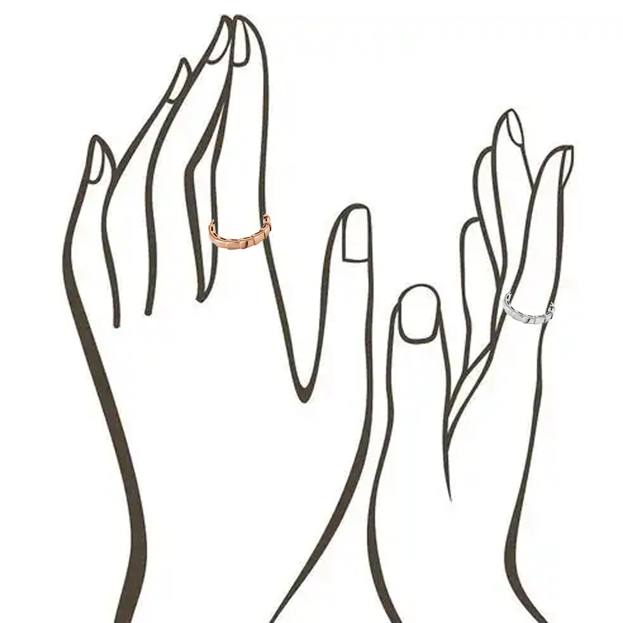 

Pure silver s925BV narrow version snake bone ring, simple, fashionable and modern, paired with high-end women's accessories
