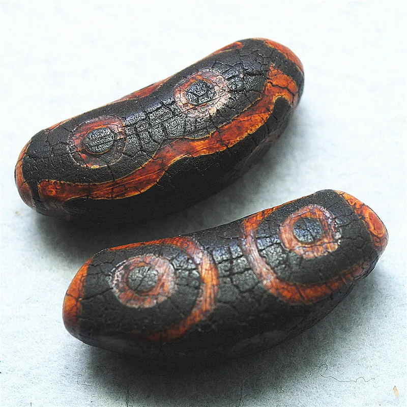 2PCS HOT Tibetan Ancient Agate Stone Matching Beads Size 43X18MM GOOD Color For Religous Jewelry