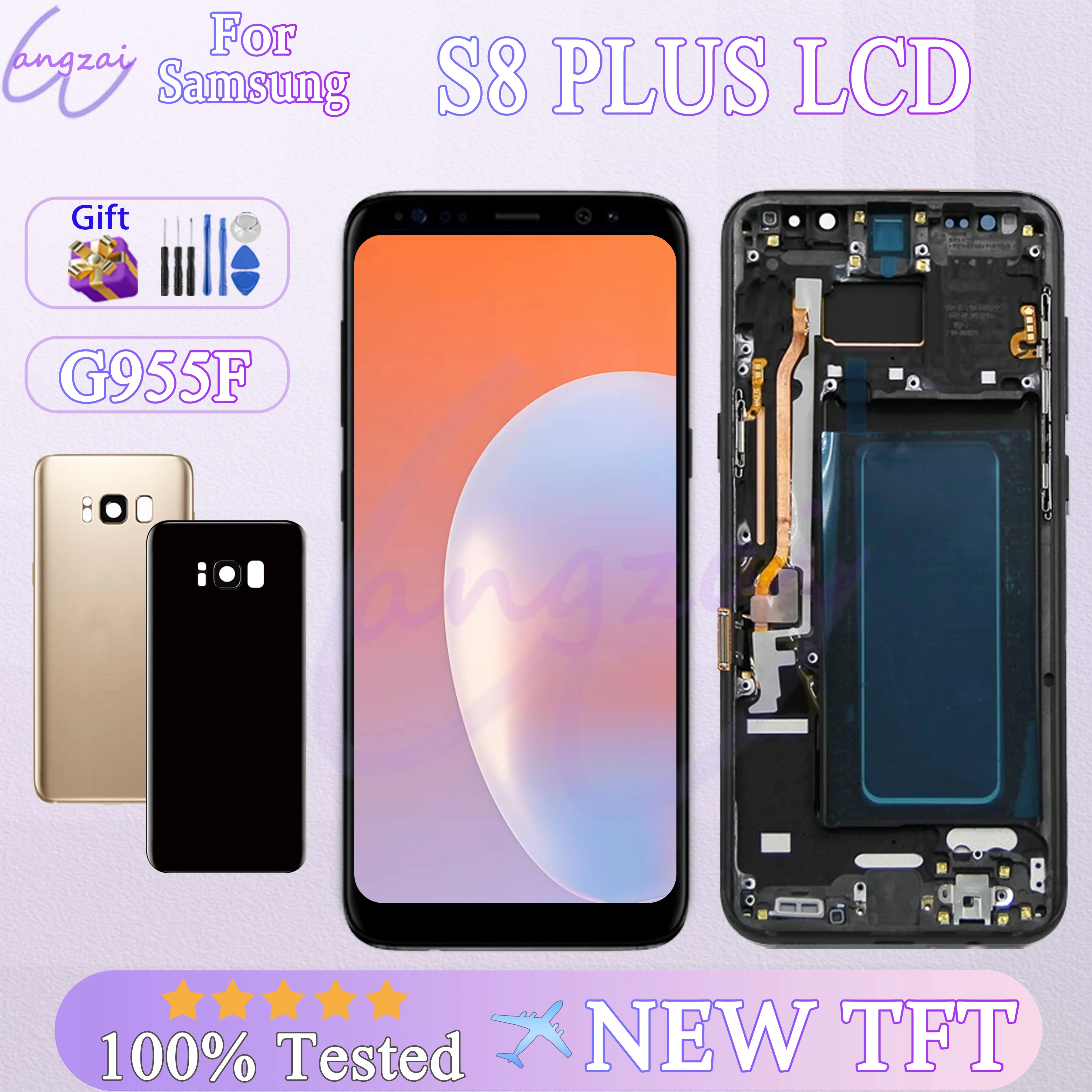 100% sprawny ekran TFT do S8+ G955f Lcd do Samsung Galaxy S8 Plus G955 Wyświetlacz Lcd Ekran dotykowy Digitizer Bez odcisków palców