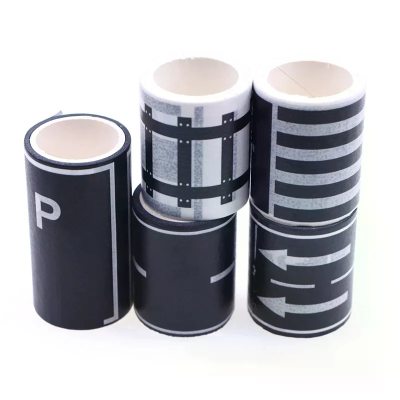 1 لفة 5 متر 1:12 دمية الطريق المرور السكك الحديدية المسار المشهد الشريط ملصق مصغرة وقوف السيارات المشهد منحنى ملصق نموذج لعبة ديكور #6