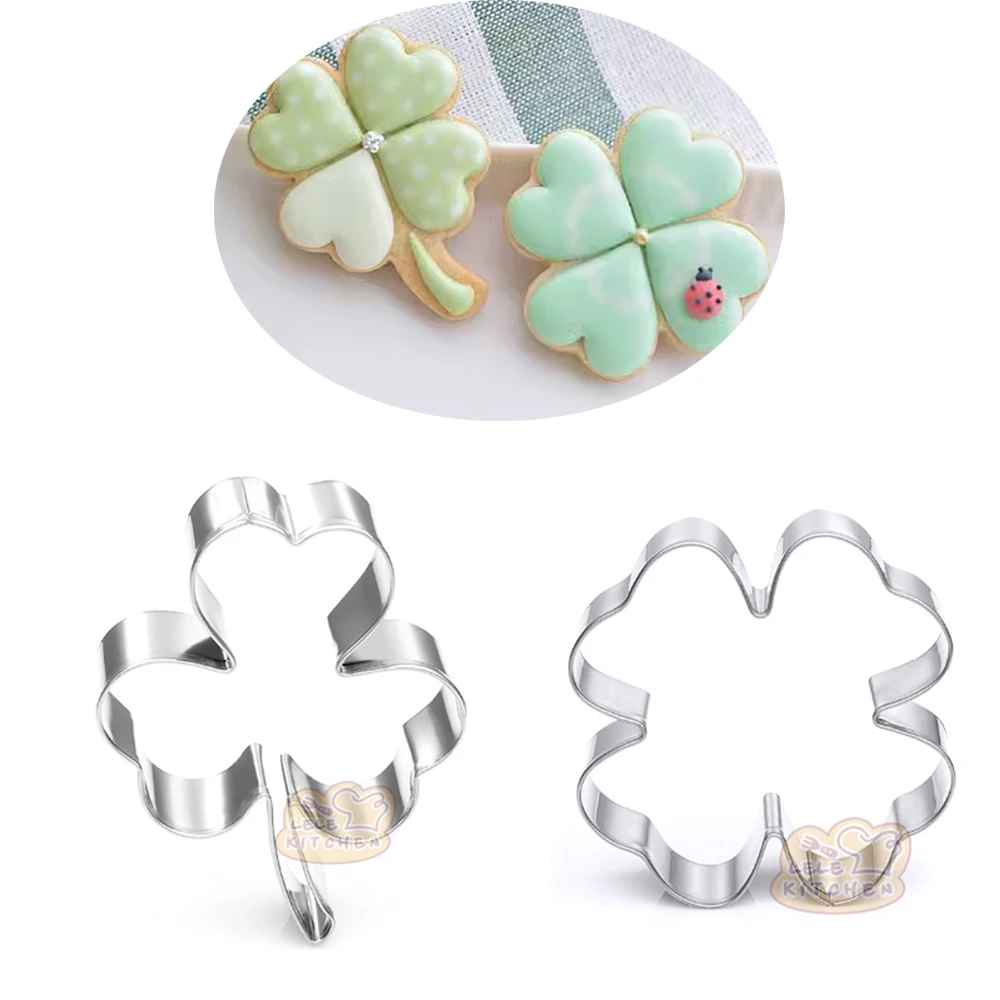 1pcs patisserie reposteria Lucky Clover Grass Stainless Steel Cookie Cutter Fondant Cake Decor Tool Cupcake Toppers Biscuit Mold