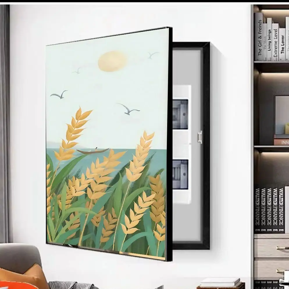 Travel Shark Modern Home Decorative Painting of Electric Meter Box Poster Print Picture With Frame Living Room Decor Punch Free