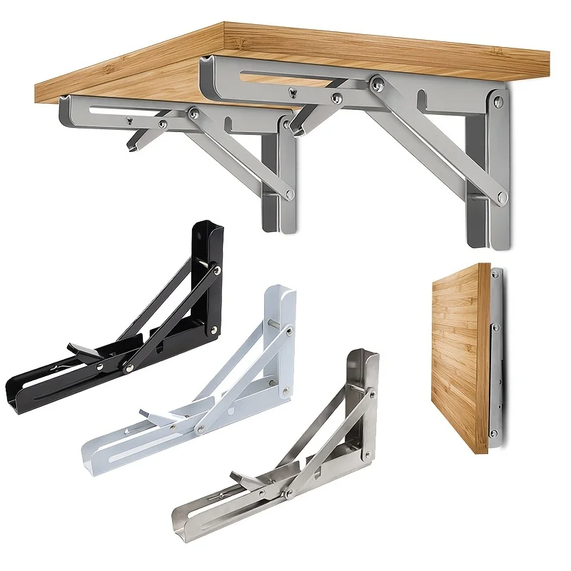 Design for Workbench Table, Table Shelves Angle Bracket Home Hardware 2PCS Sturdy Steel Folding Shelf Brackets Wall-Mounted