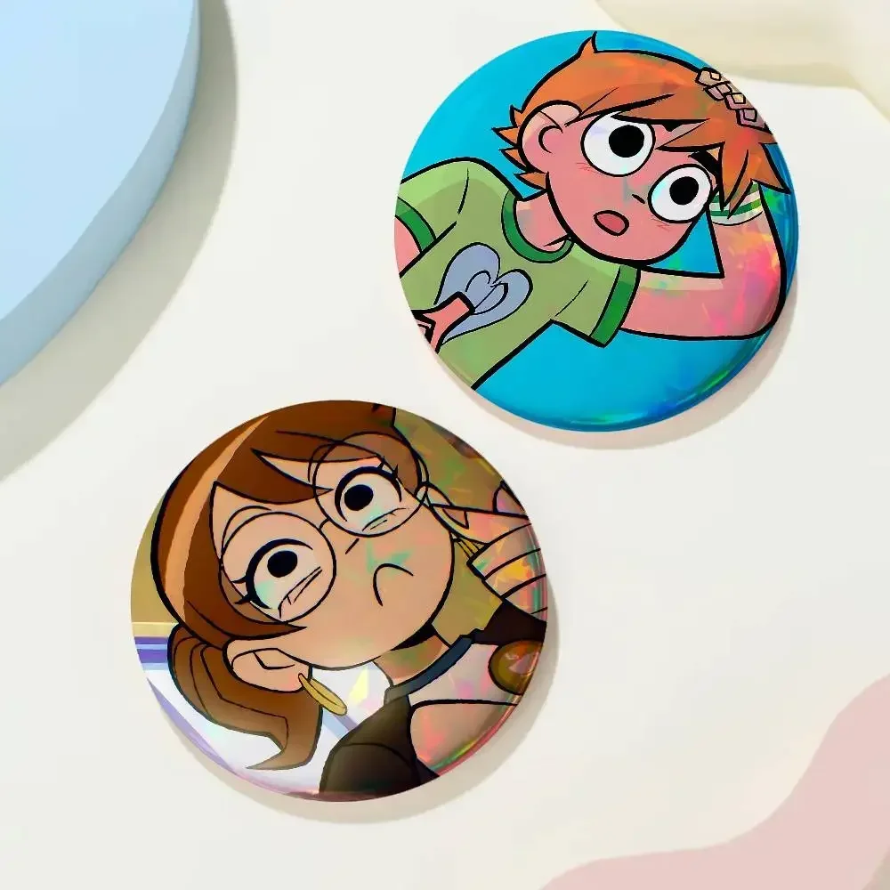Funny Anime Scott Pilgrim Lapel For Badge Custom Laser Hologram Enamel Badge Metal Lapel Brooch For Clothes Bag Accessory Gift