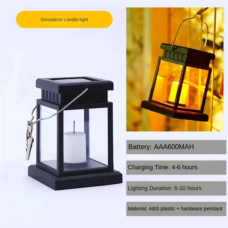 AEE2-Solar Hanging Lantern Outdoor, Candle Effect Light, Garden Light Night Light Waterproof Pendant Light