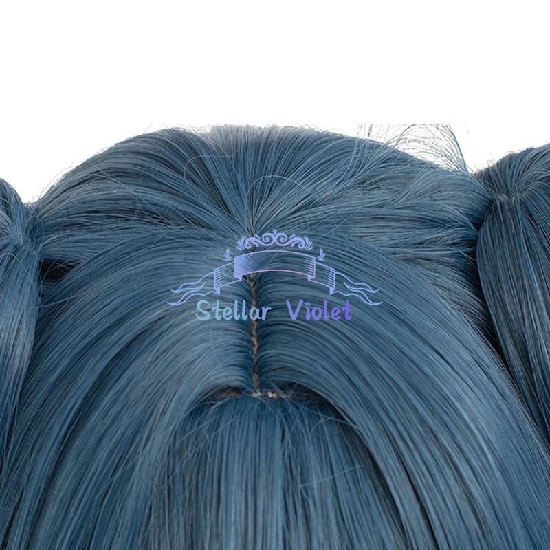 เกม Azur Lane วิกผม Regensburg คอสเพลย์ Wigs ชุดคอสเพลย์ 70 ซม.ผมยาวสีน้ําเงินเข้ม Double Ponytails Regensburg วิกผมสังเคราะห์