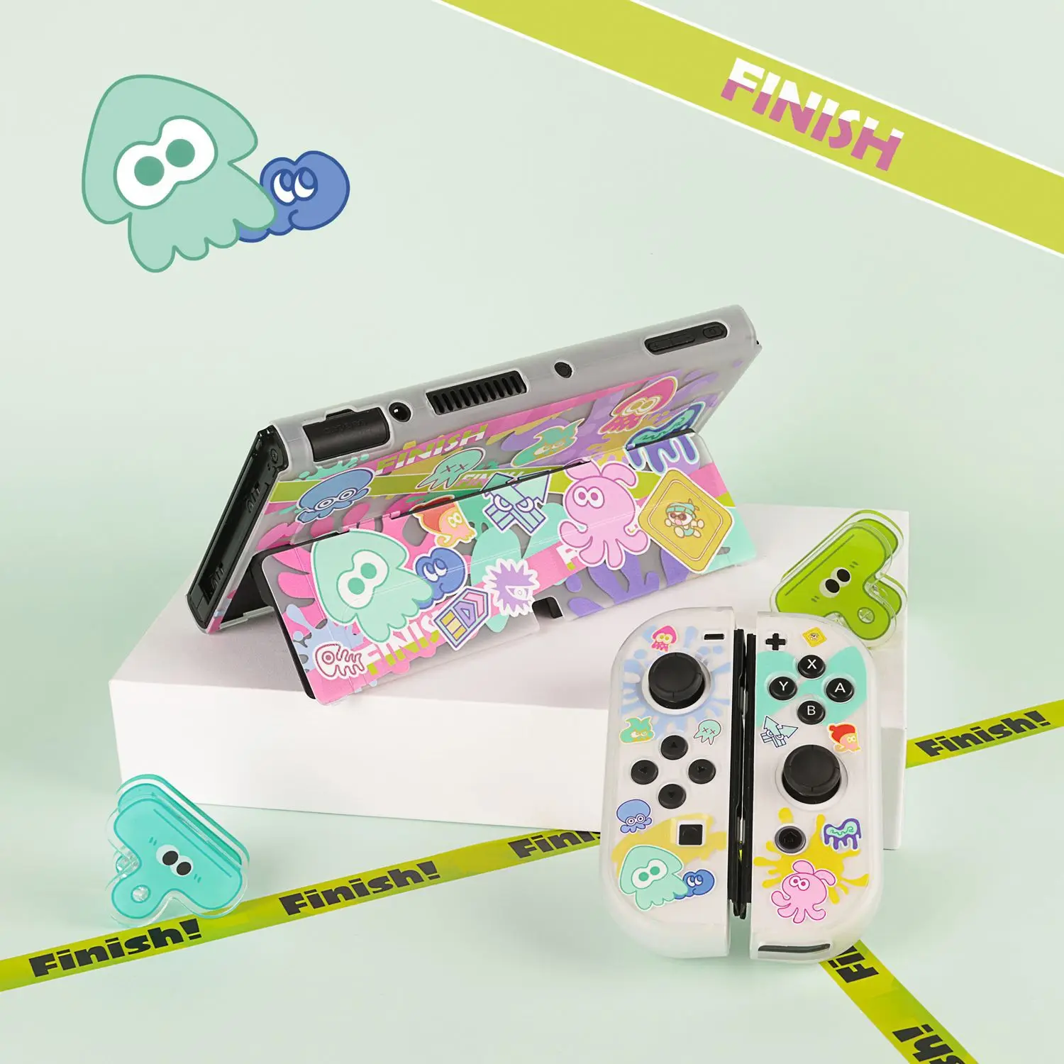 Matte Transparent Hard Cover Octopus Squid Crystal Shell Protector For Nintendo Switch/NS Oled Joycon Controller Protective Case