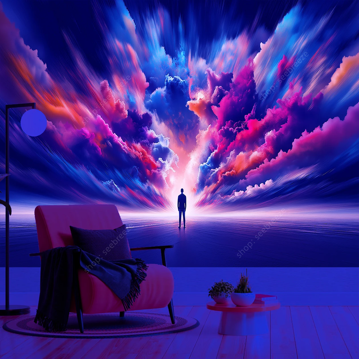 Inspirational Explosive Sky UV Reactive Tapestry Wall Hanging for Hippie Home Wall Decoration Bedroom Poster Gift for Friend