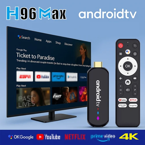 Imagen 2 del producto Android TV Stick Amlogic S905L Quad Core 4K Video WiFi BT asistente de voz Control remoto reproductor multimedia Smart TV Box H96 Max