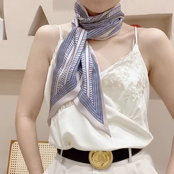 Luna&Dolphin French Style Big Wide Ribbon 150X13cm Geometry Print Long Silky Angled Scarf Headbands Neckerchief Ins Streamer