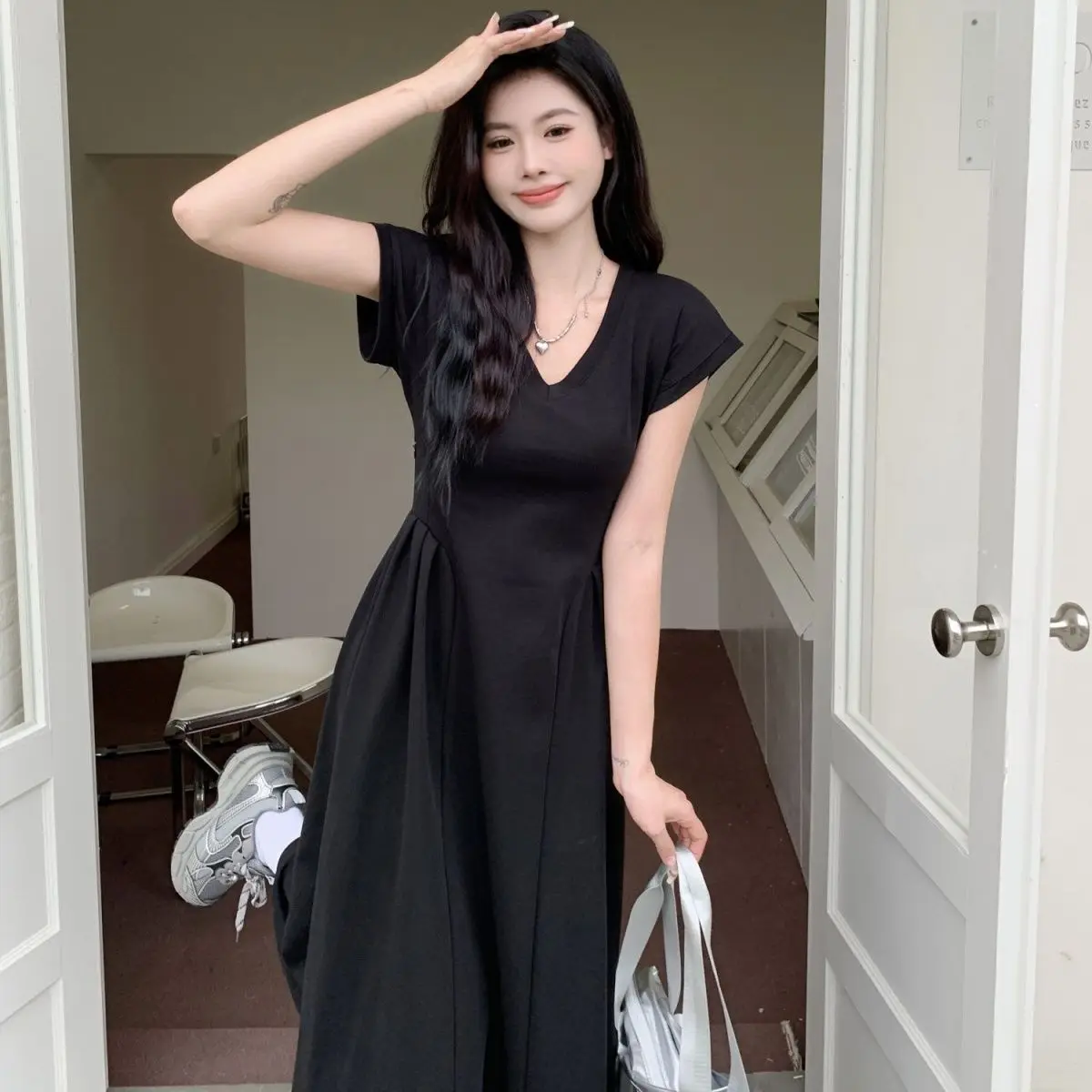 

Summer New Women's Oversize Dress Loose Commuting Casual V-neck Dress