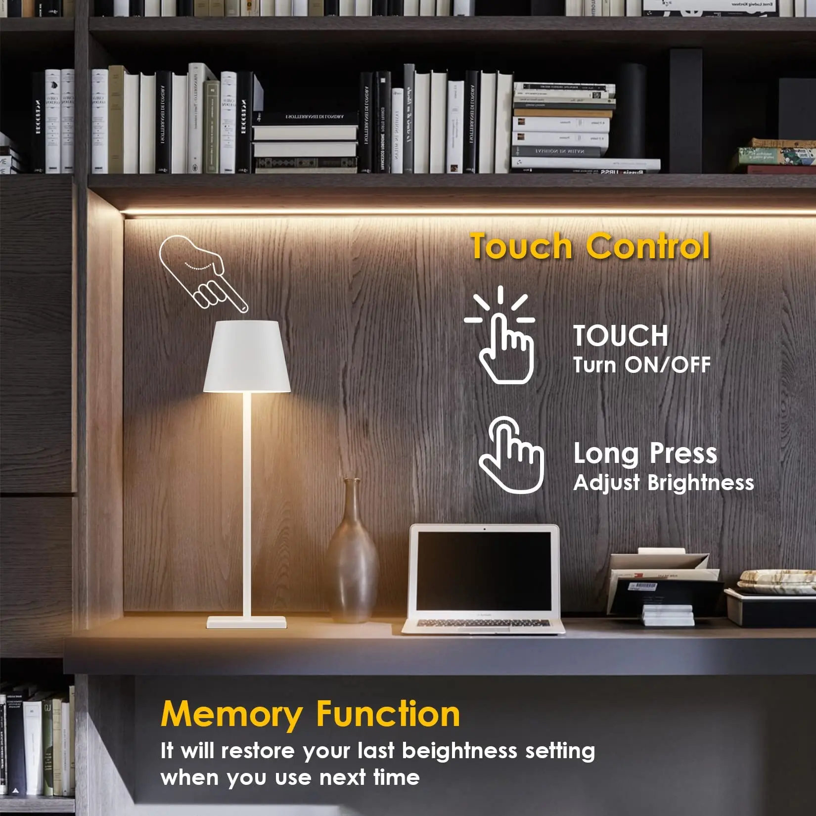 Dimmable Alumínio LED Table Lamp, Lâmpada de mesa para quarto, Quarto de estudo Item, Home Office Acessórios, Luzes para mesa
